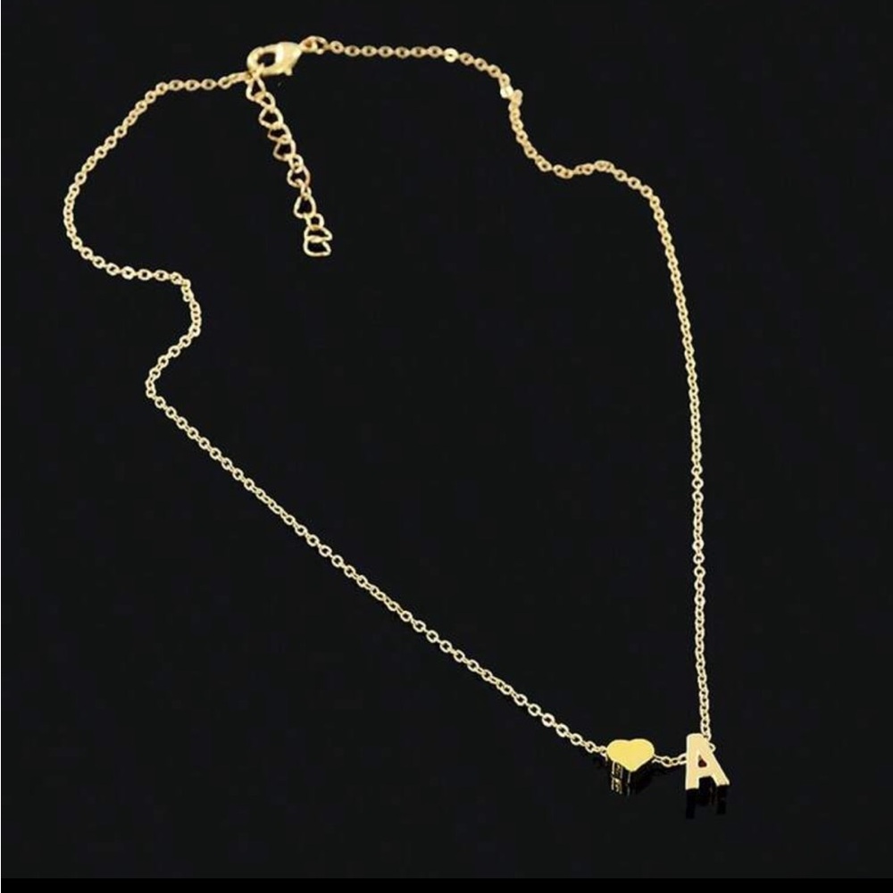 Gold Heart and Initial Necklace Stainless Steel NWOT